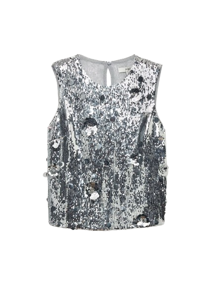  Floral sequined top 