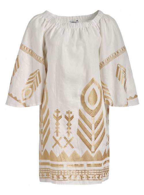  White/Gold Embroidered Dress 
