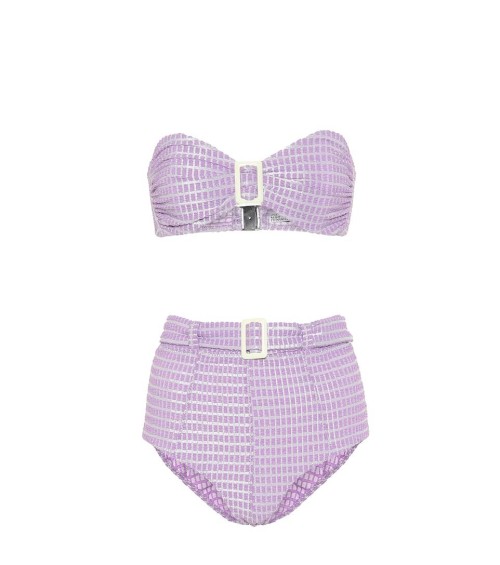  Buckle metallic bandeau bikini 